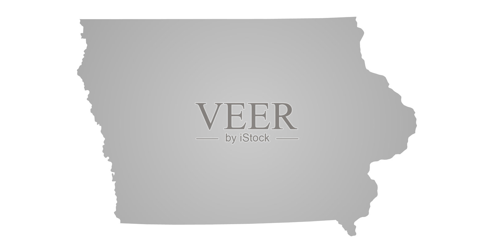 纯色爱荷华地图，孤立在白色背景上插画图片素材