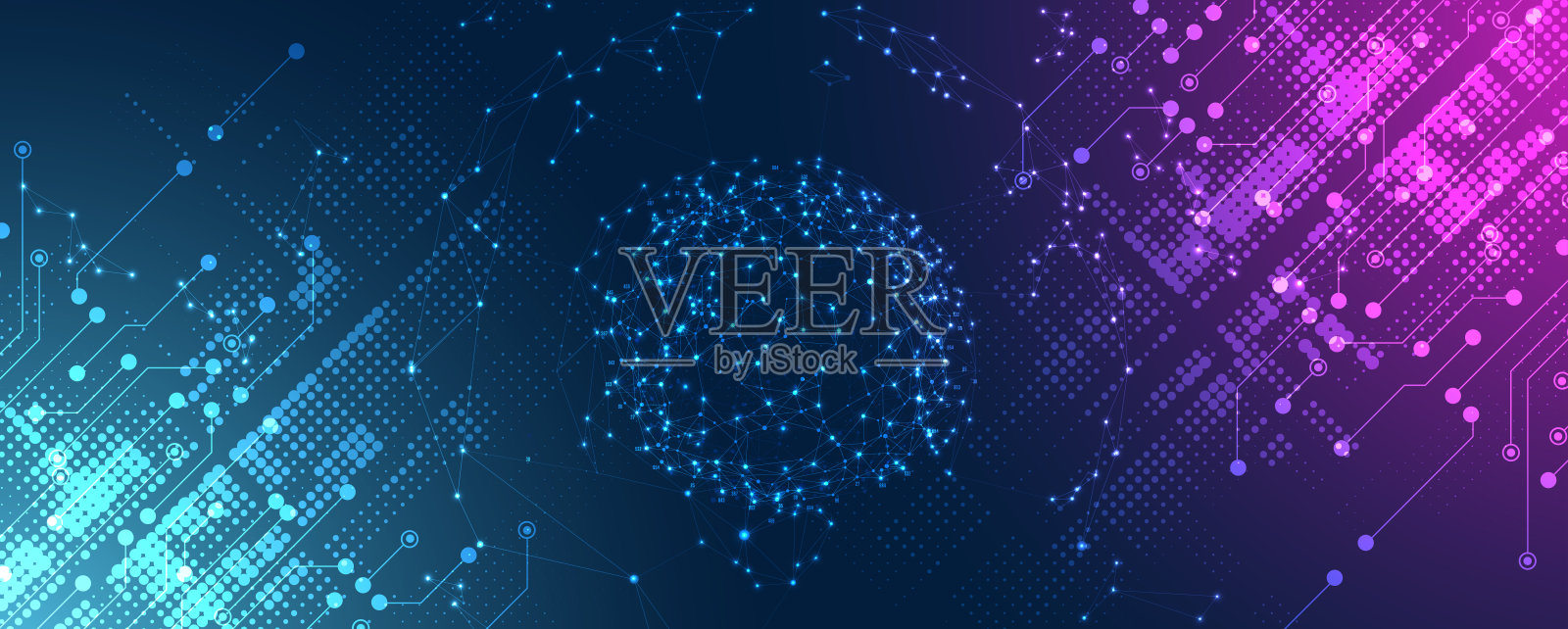 抽象的数字高科技、科学或网络背景插画图片素材