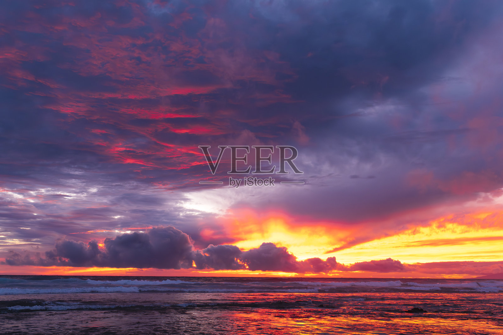 拉斯美洲海滩的日落照片摄影图片