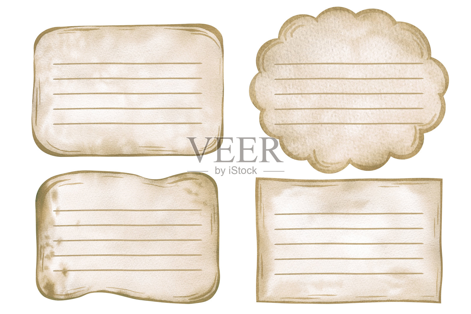 带有手写空白行的标签集合插画图片素材