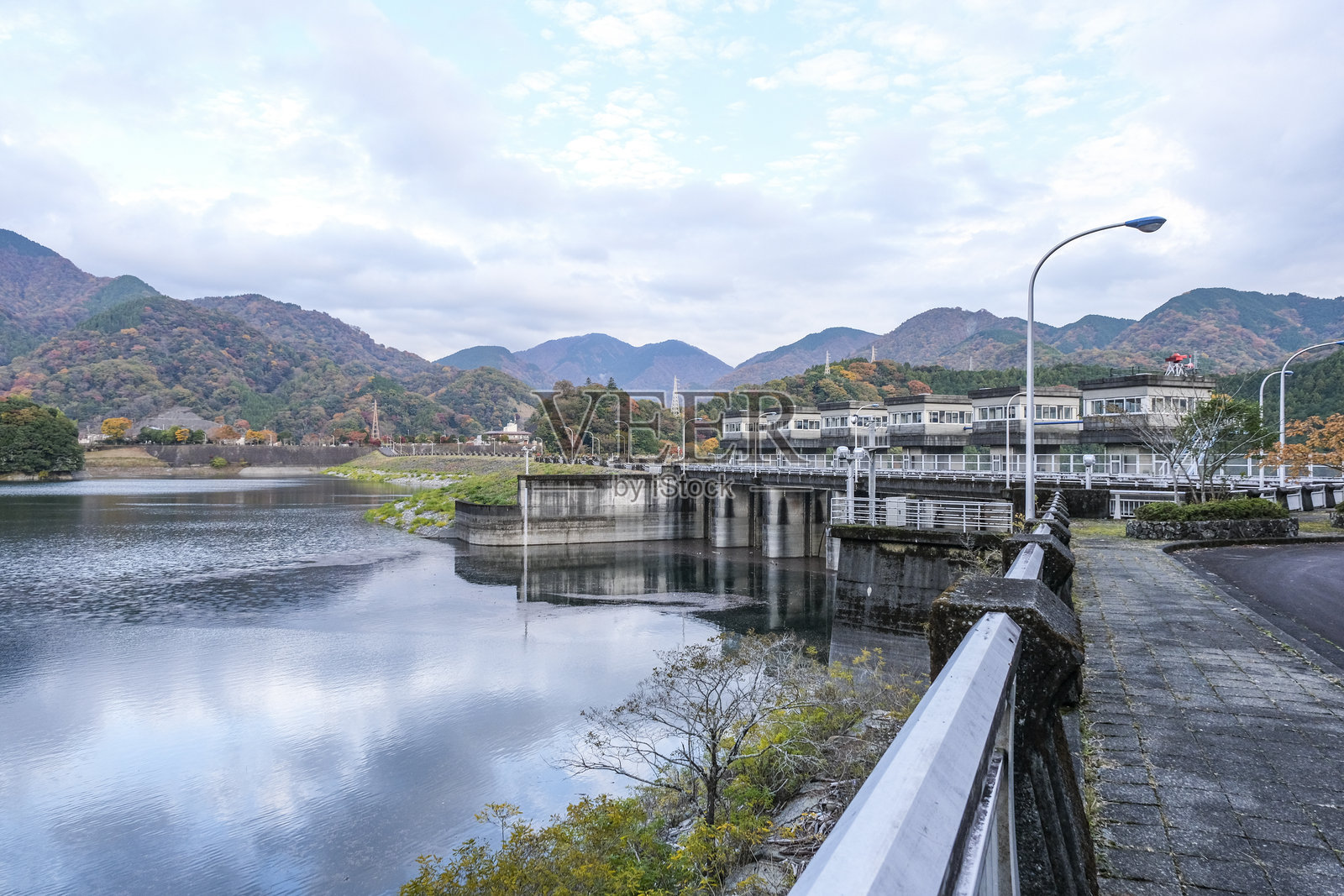 美保水坝的堤坝照片摄影图片