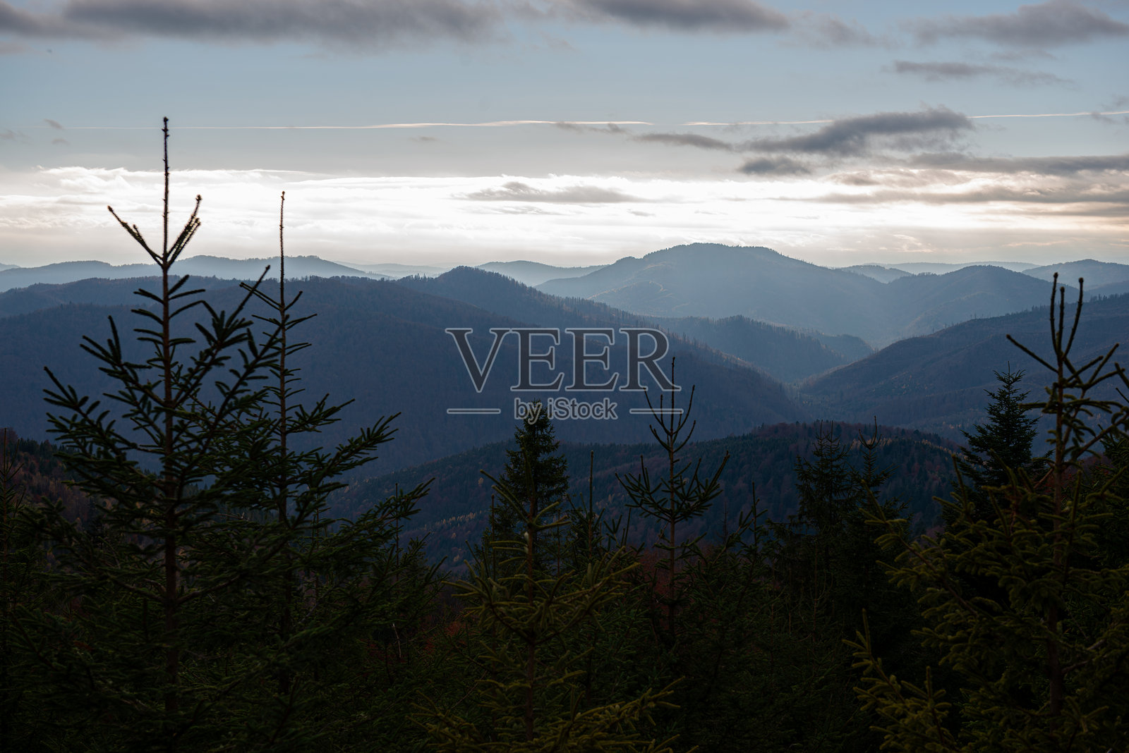 喀尔巴阡山脉贝斯基德地区帕拉什卡山脉的秋景，靠近斯科尔镇照片摄影图片