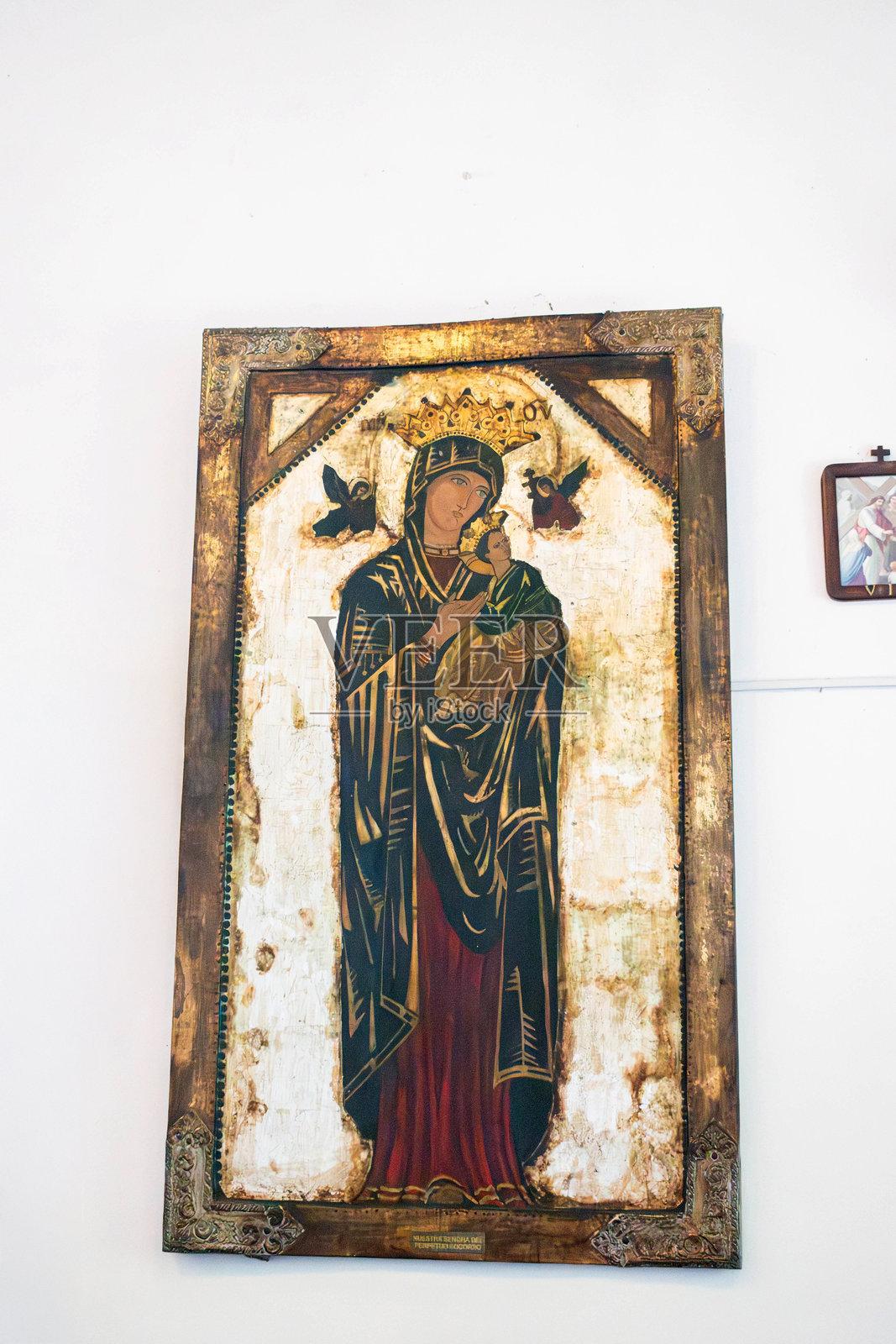 墨西哥哈拉帕，和平圣母堂内瓜达卢佩圣母的维多利亚时代绘画照片摄影图片