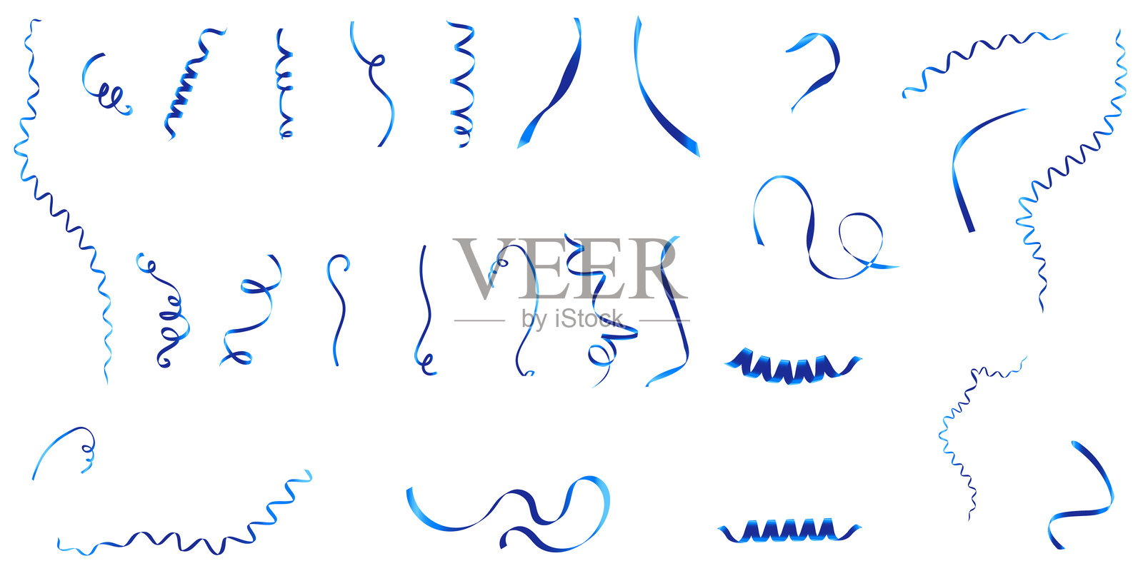 丝带收藏 逼真的蓝色节日礼物装饰插画图片素材