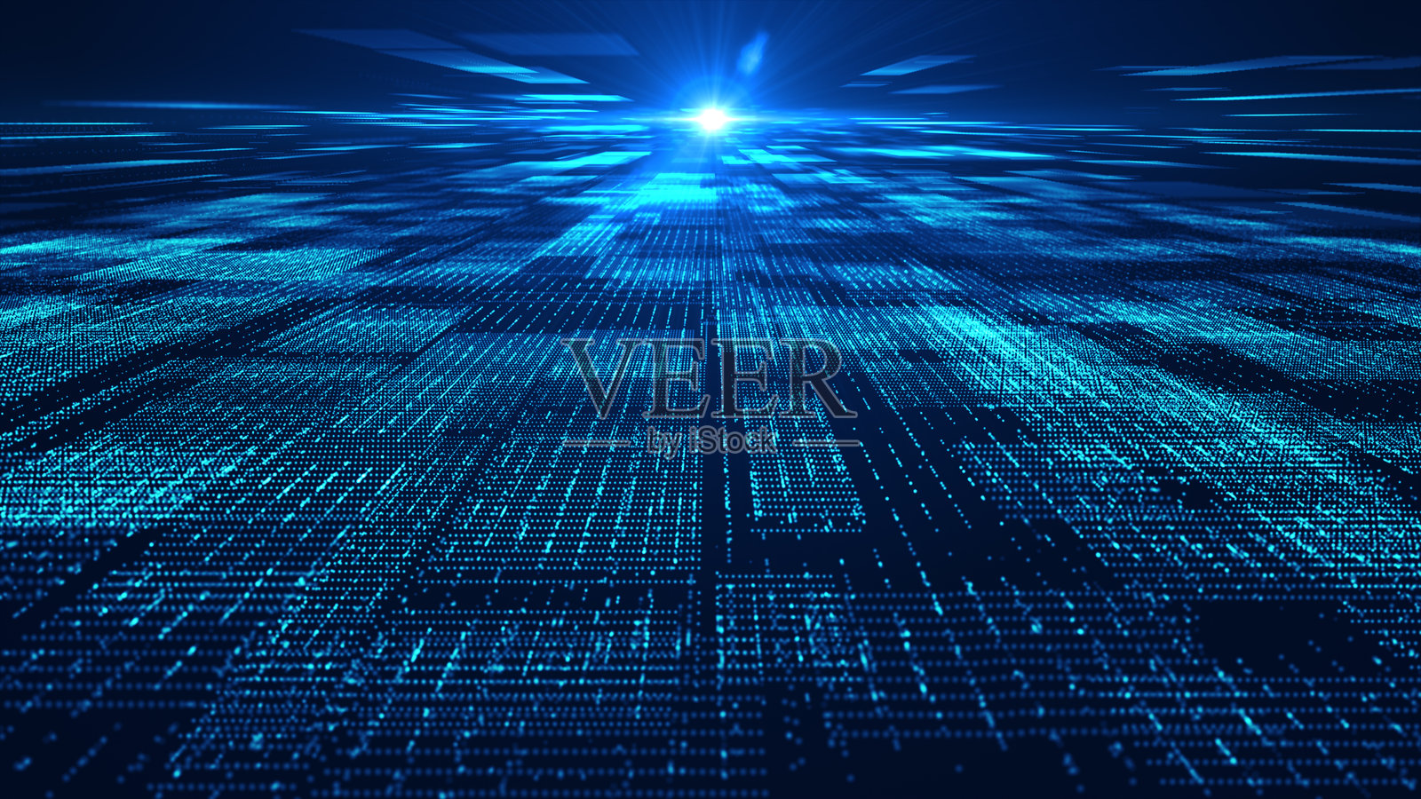 带有发光蓝色网格和动态效果的数字数据传输概念，非常适合技术、人工智能和网络背景。三维渲染照片摄影图片