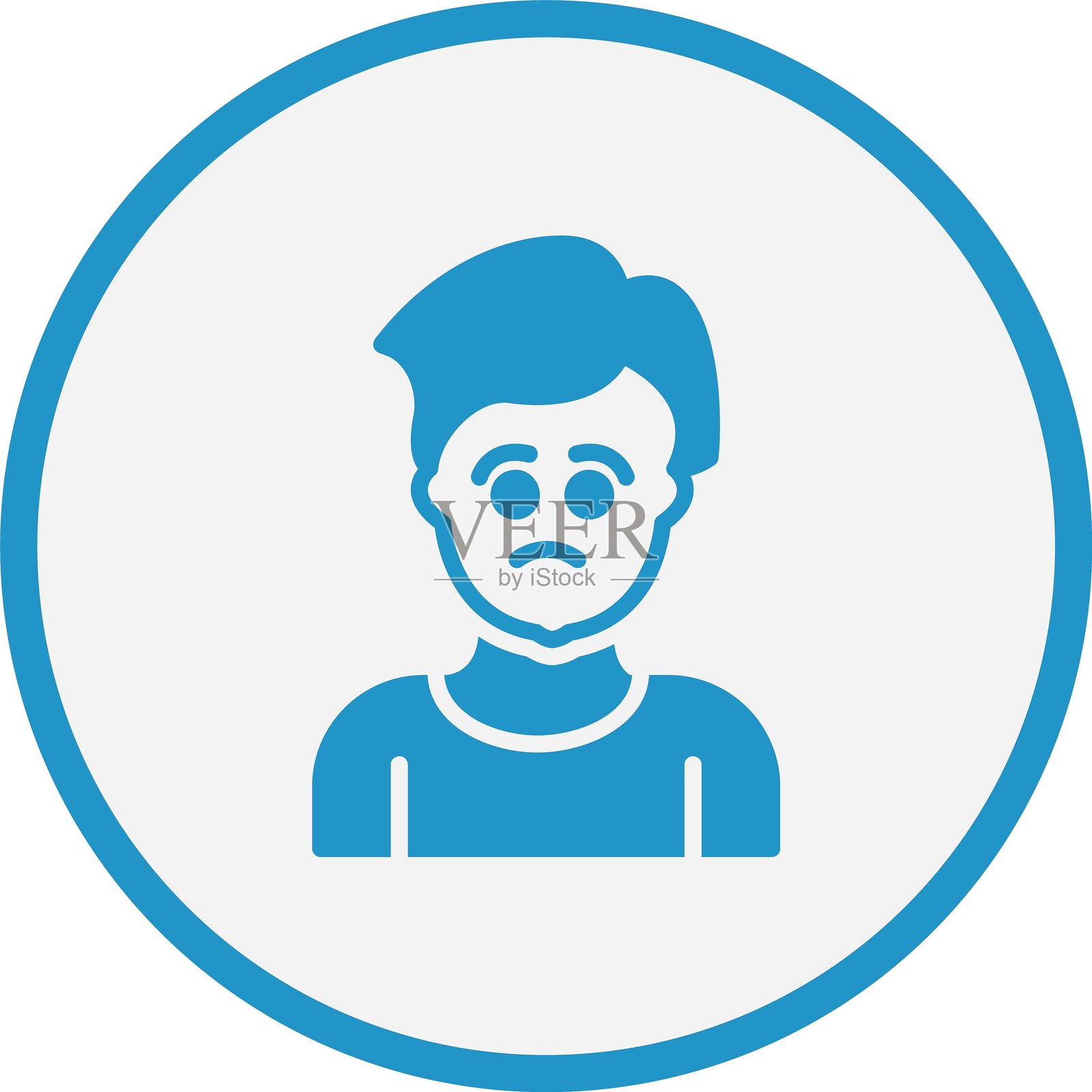 忧虑图标，蓝色圆形插画图片素材