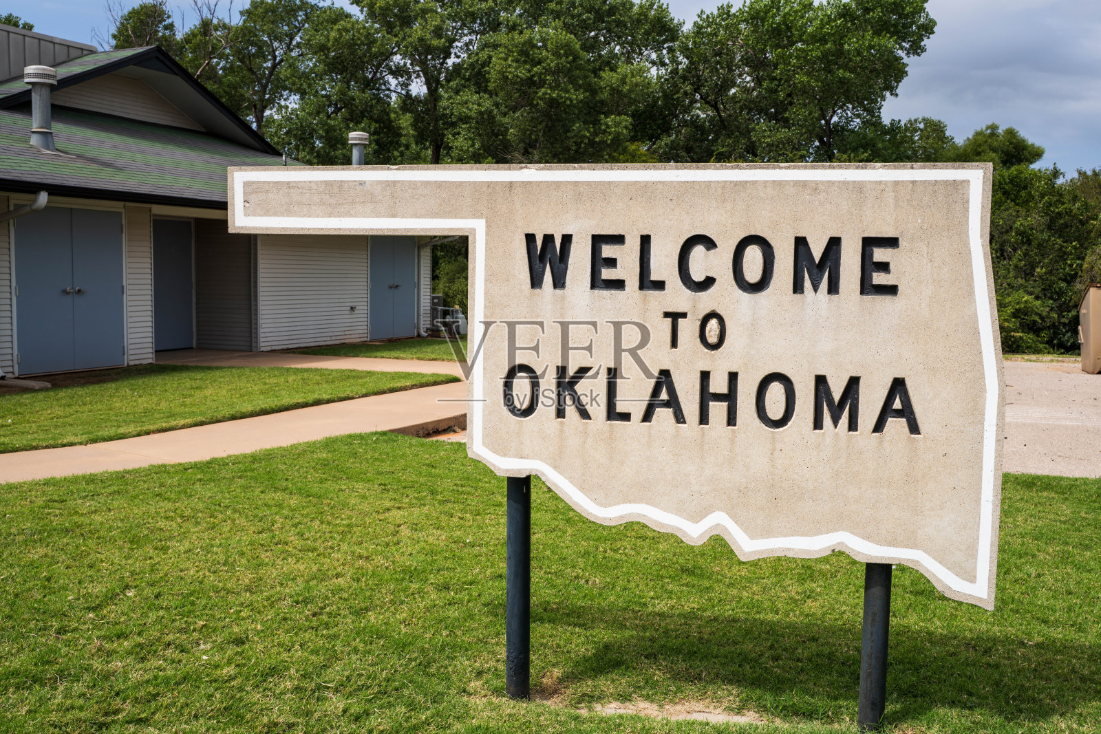 俄克拉荷马州历史66号公路边境欢迎标志照片摄影图片