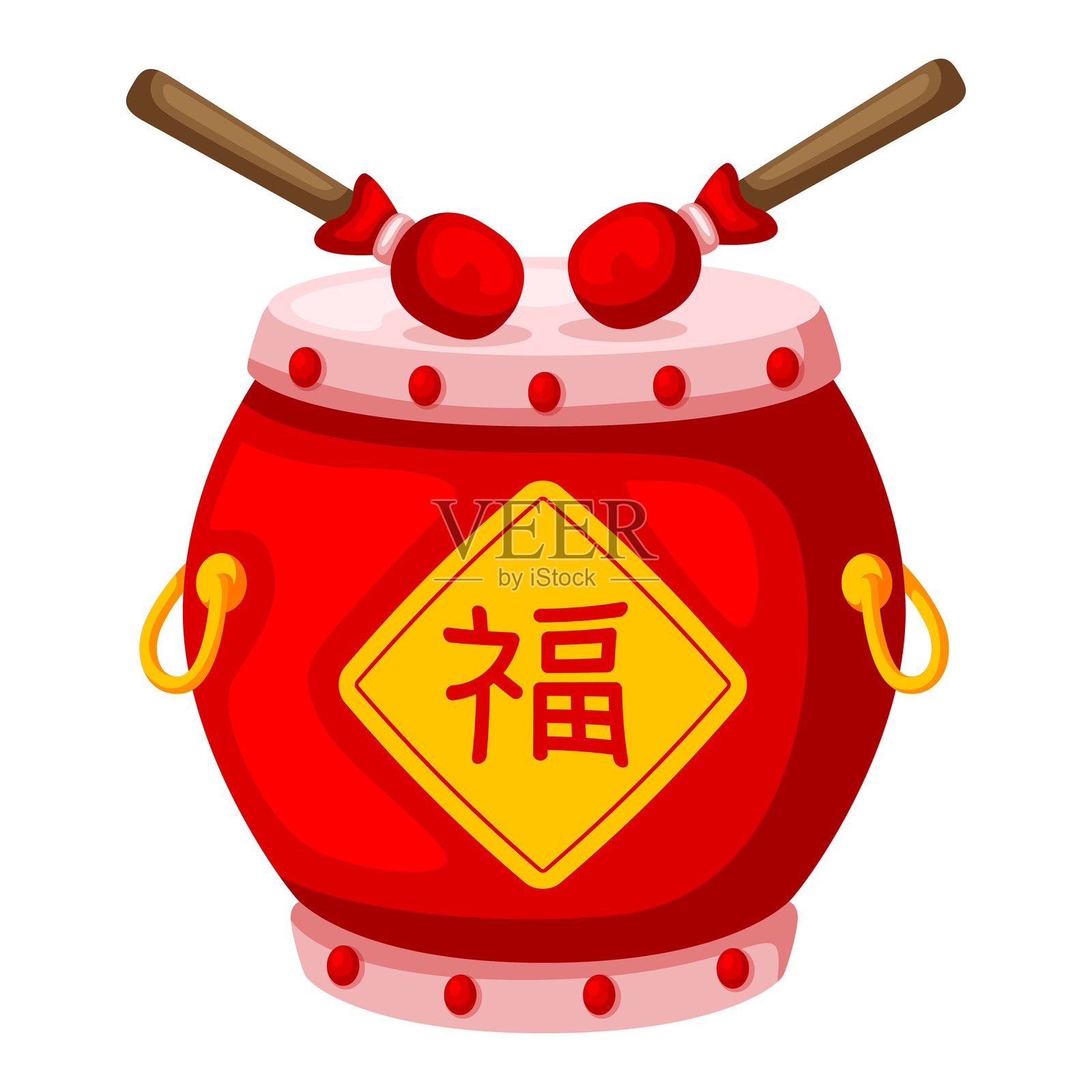 中国鼓图标设计插画图片素材