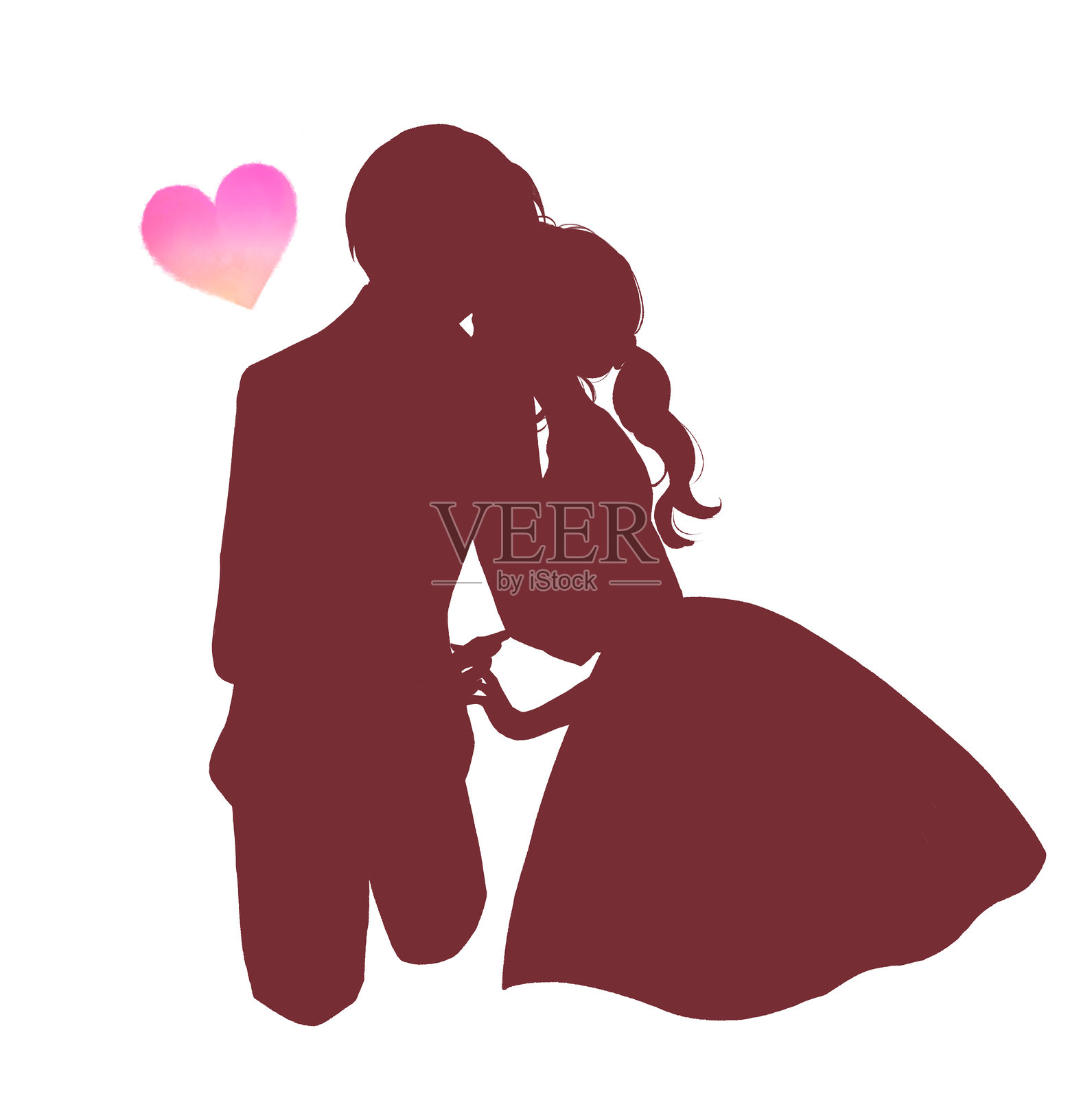 新郎新娘面对面插画图片素材