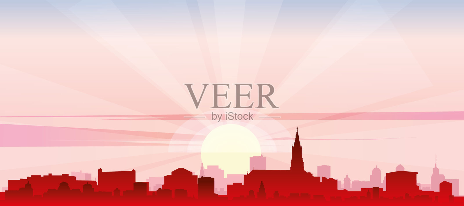 瑞士伯尔尼市全景海报插画图片素材