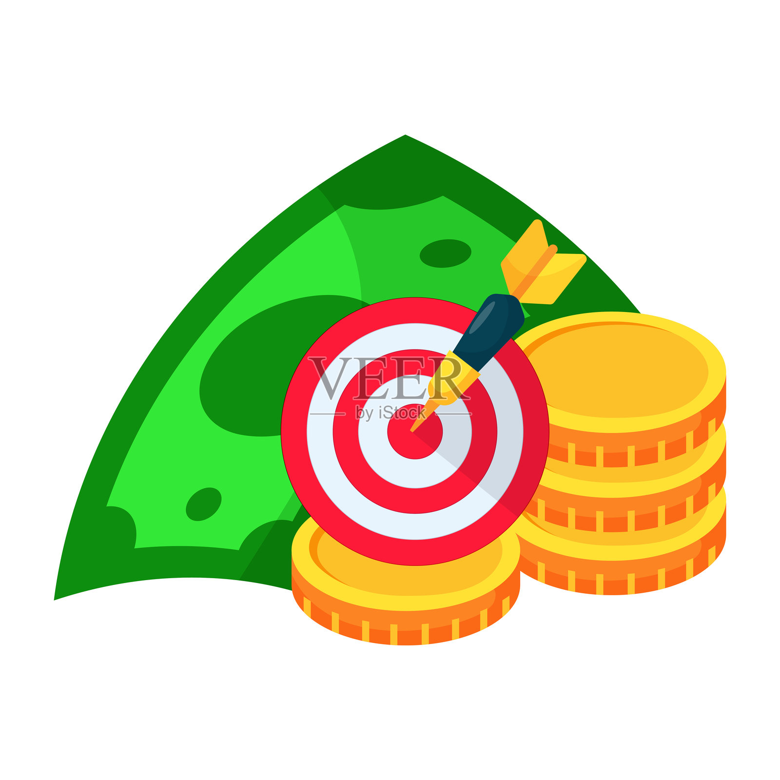 目标和硬币图标设计插画图片素材