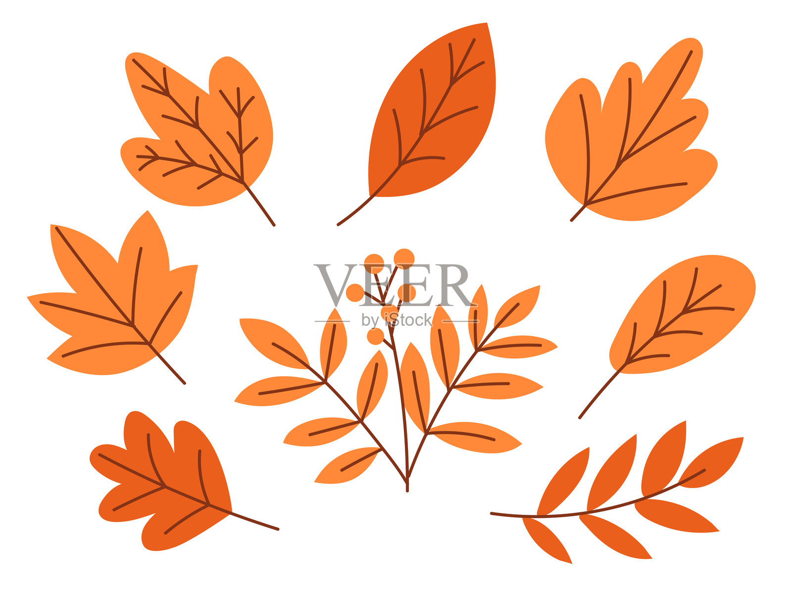 简约暖色调秋叶，手绘秋叶插画图片素材