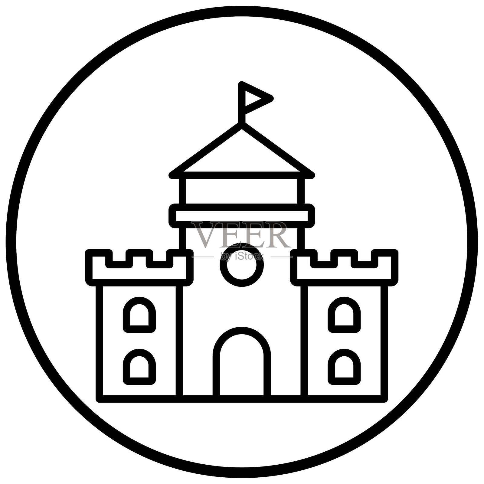 矢量设计城堡图标风格插画图片素材