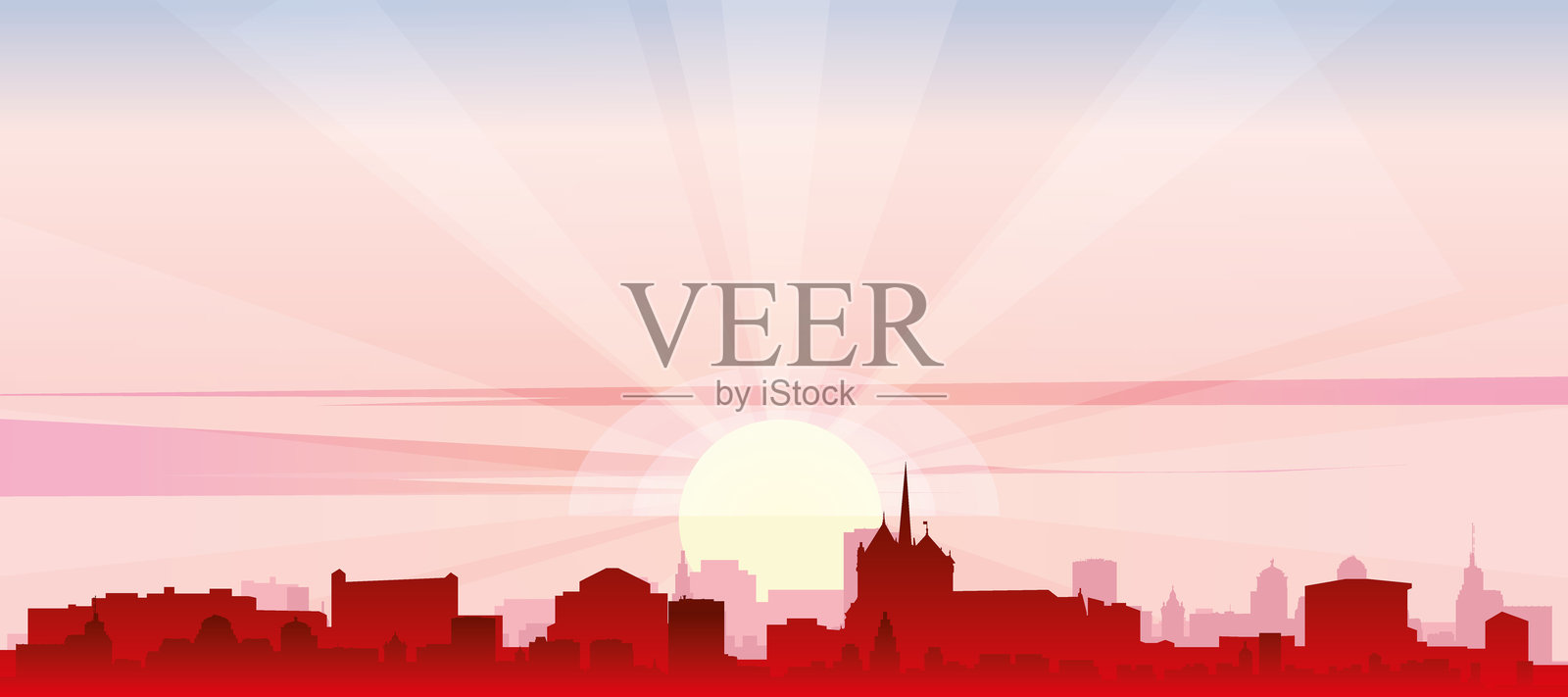 瑞士日内瓦城市天际线全景海报插画图片素材