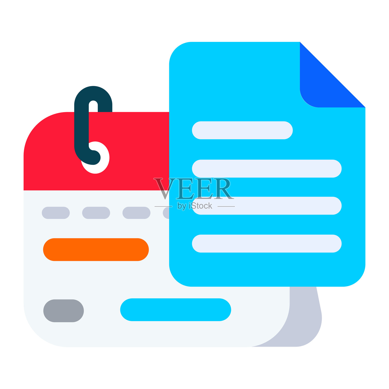 日程图标设计。日历和文件图标插画图片素材