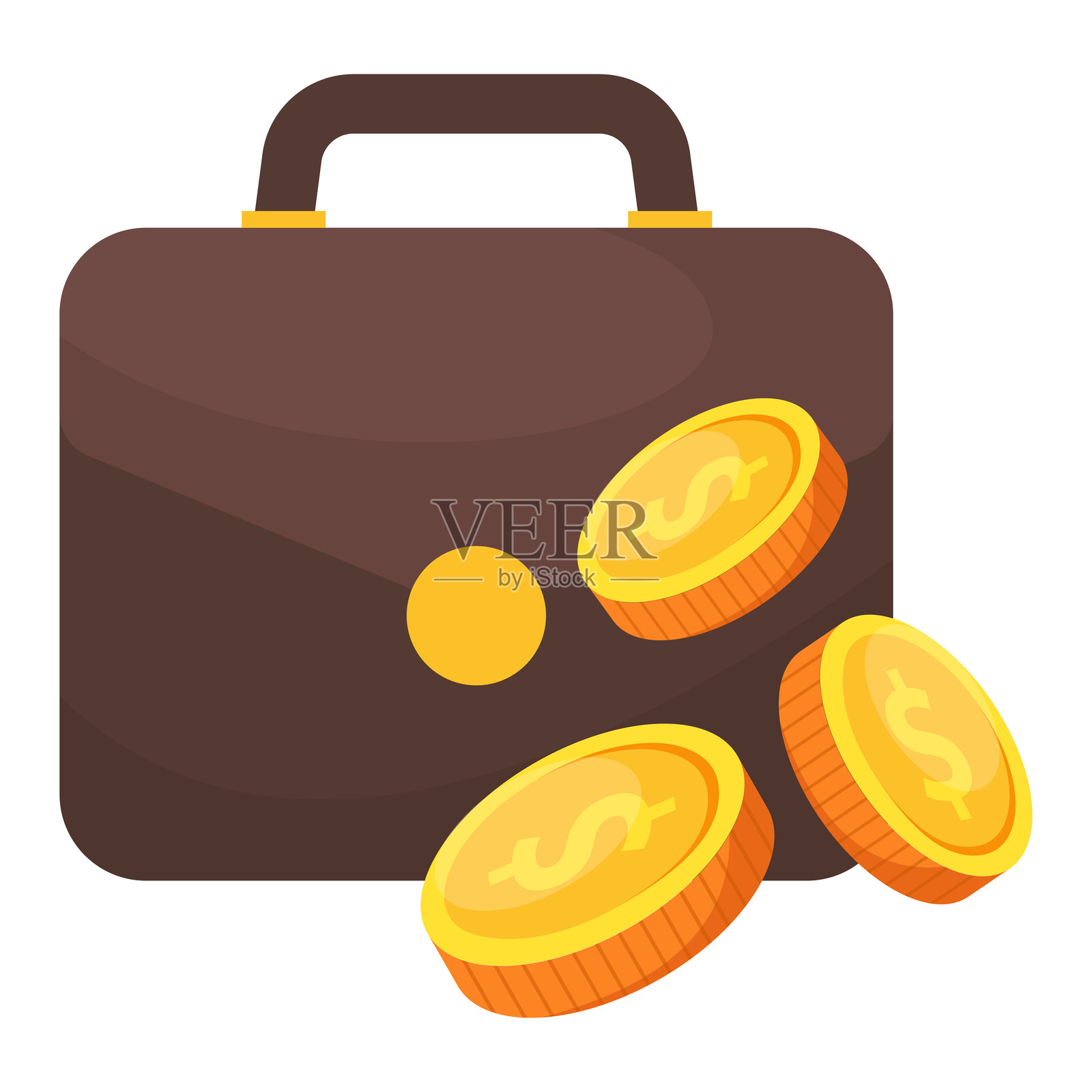 公文包和硬币图标设计。商业图标插画图片素材