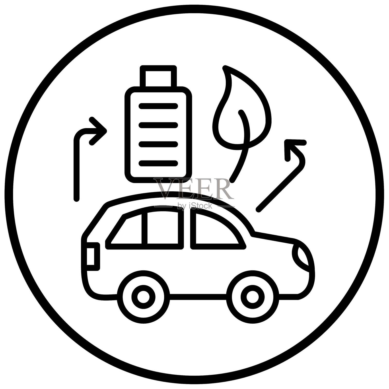 矢量混合动力汽车图标风格插画图片素材