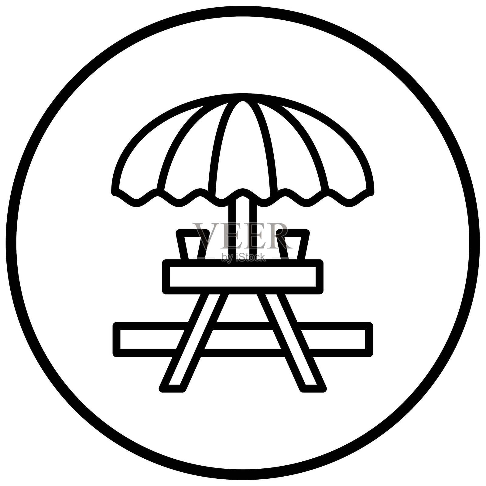 矢量图野餐桌图标风格插画图片素材