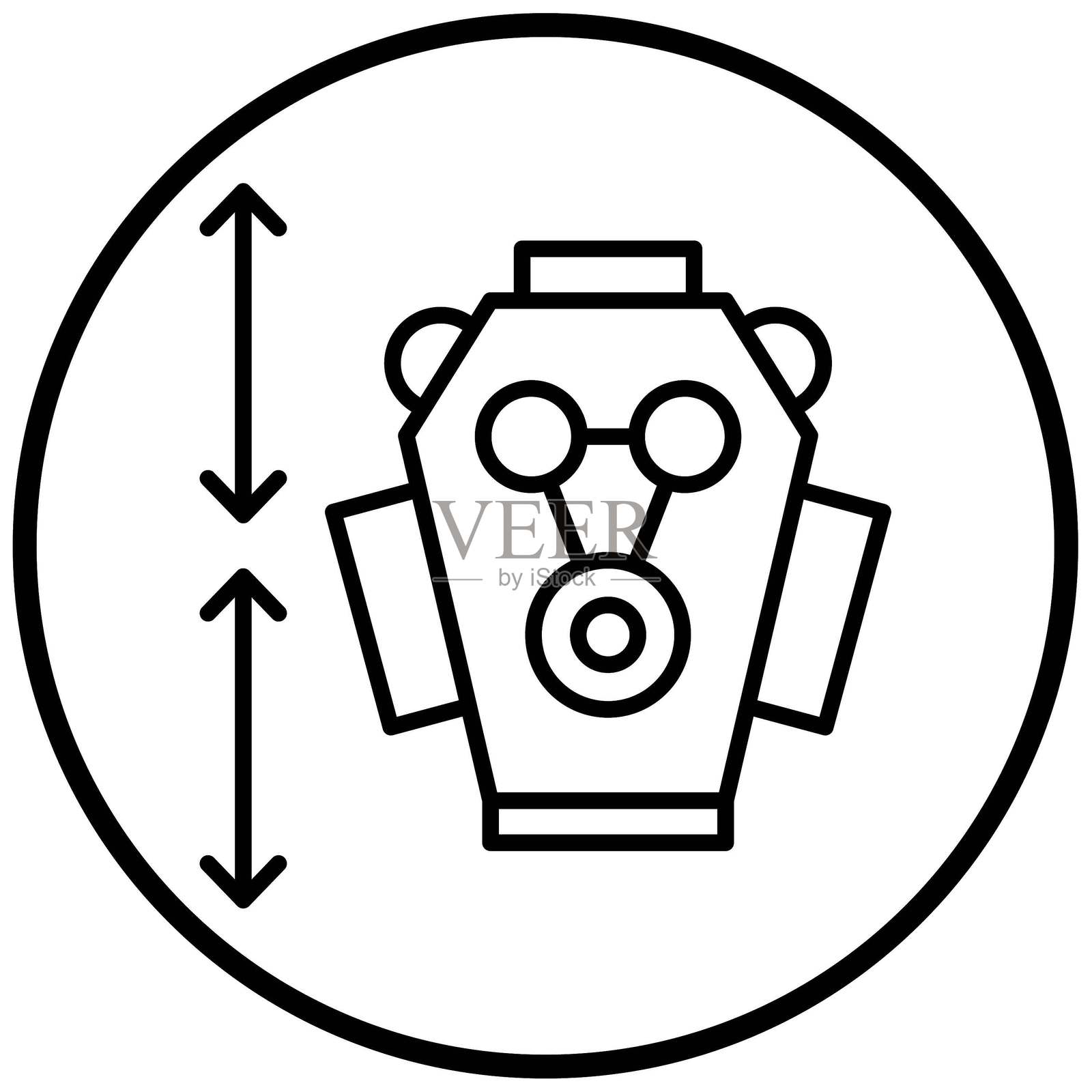 矢量发动机尺寸图标风格插画图片素材