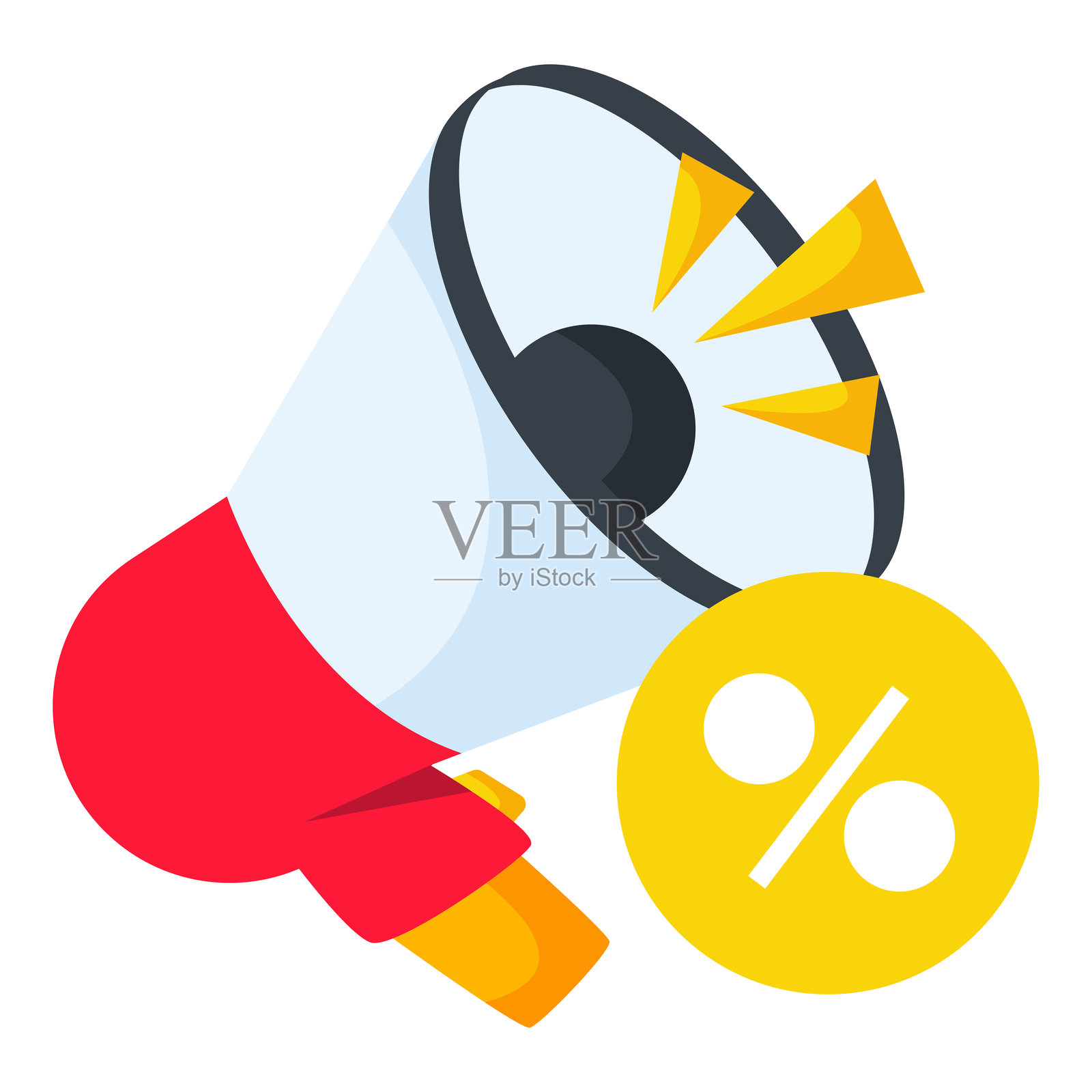 扩音器和百分比图标设计。营销图标设计插画图片素材