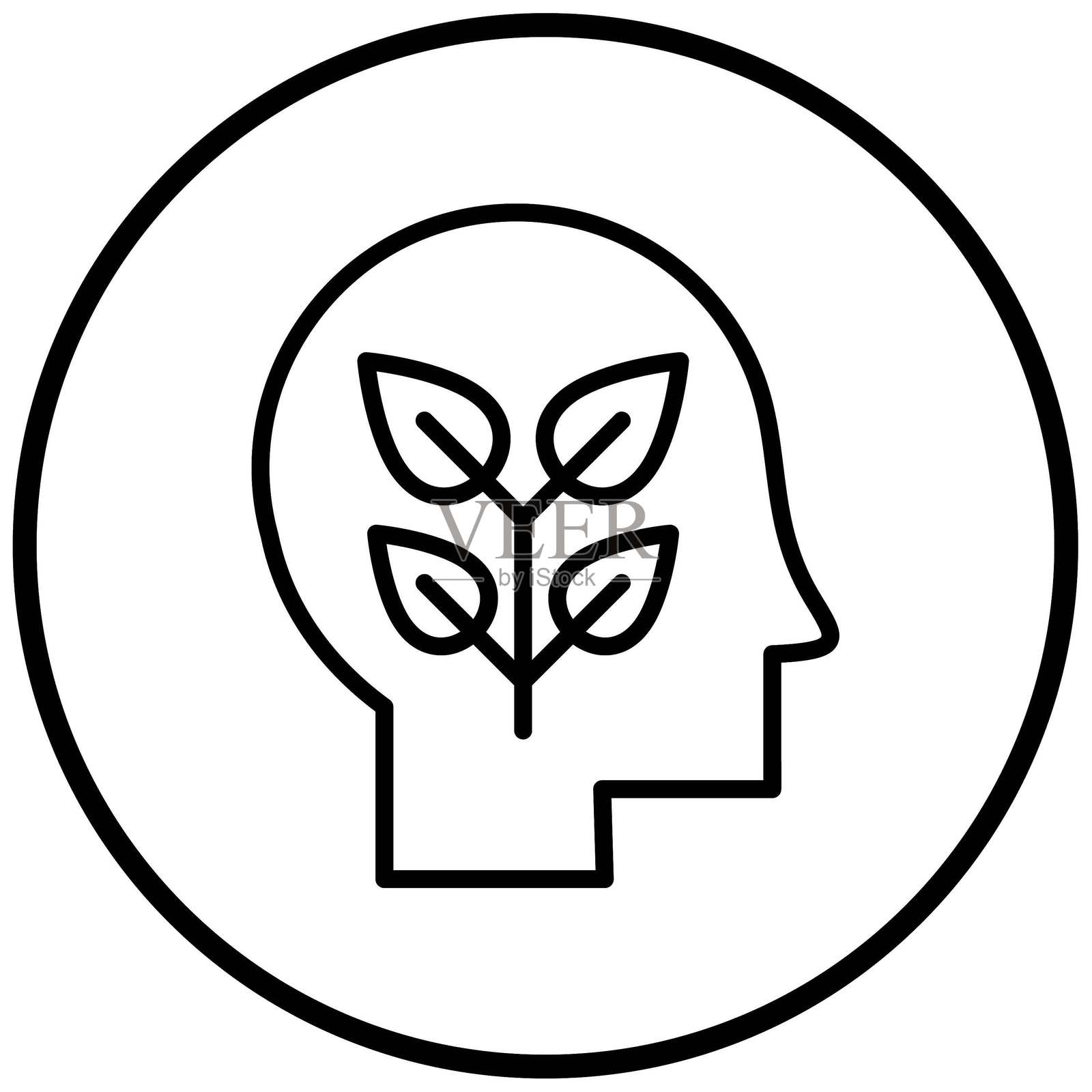 矢量设计 绿色思考图标风格插画图片素材