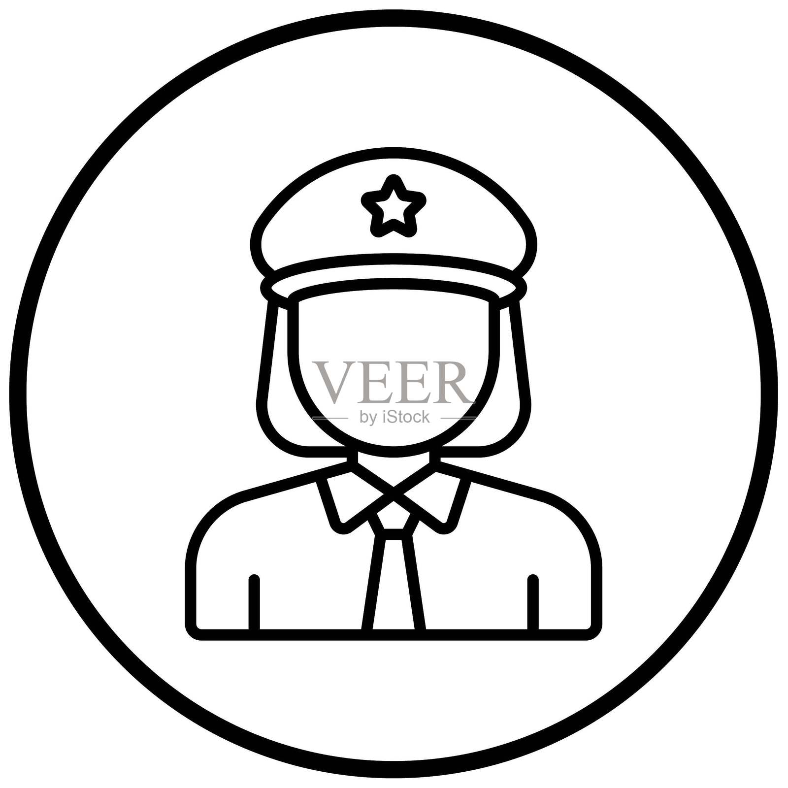 女性警官图标矢量设计插画图片素材