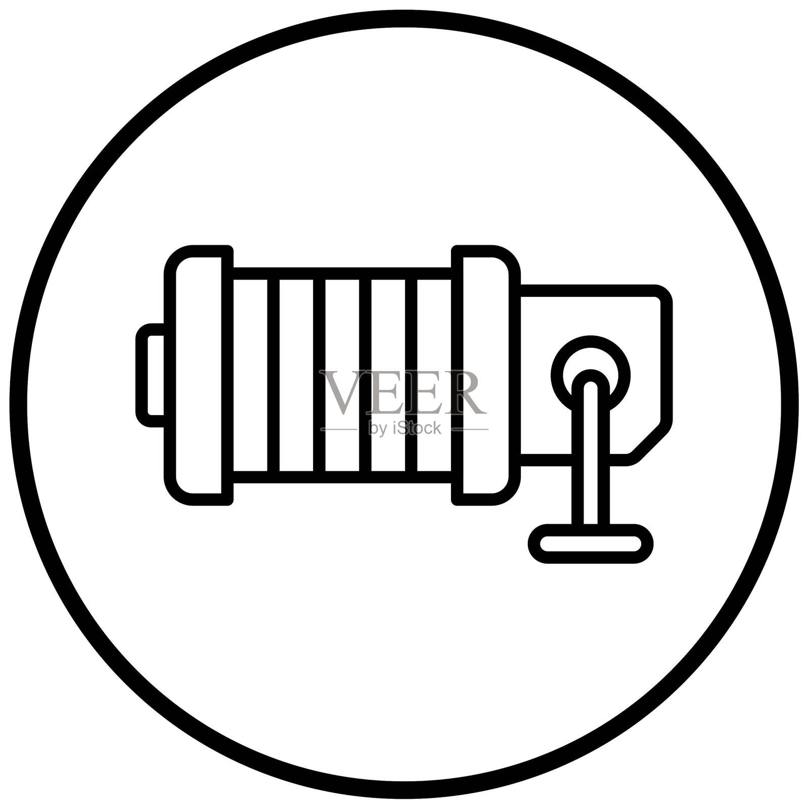 矢量设计的钓鱼卷线器图标风格插画图片素材