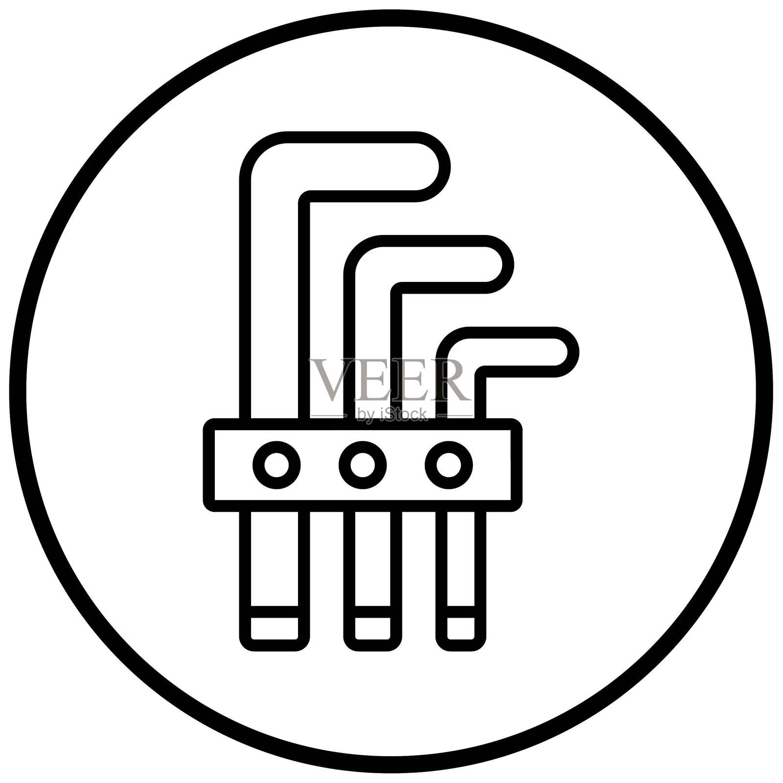 矢量设计内六角扳手图标风格插画图片素材