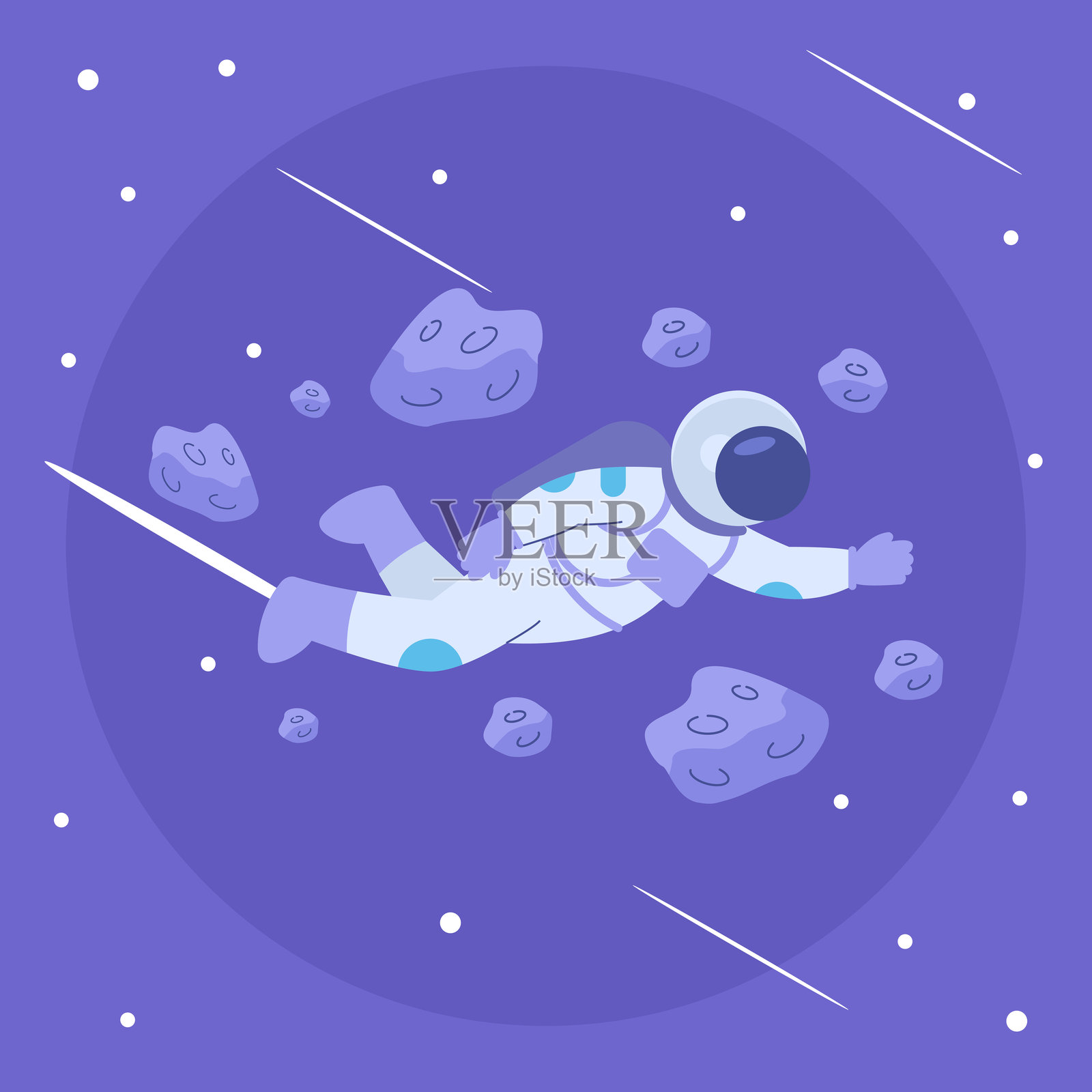 宇航员与太空插画扁平化矢量设计插画图片素材