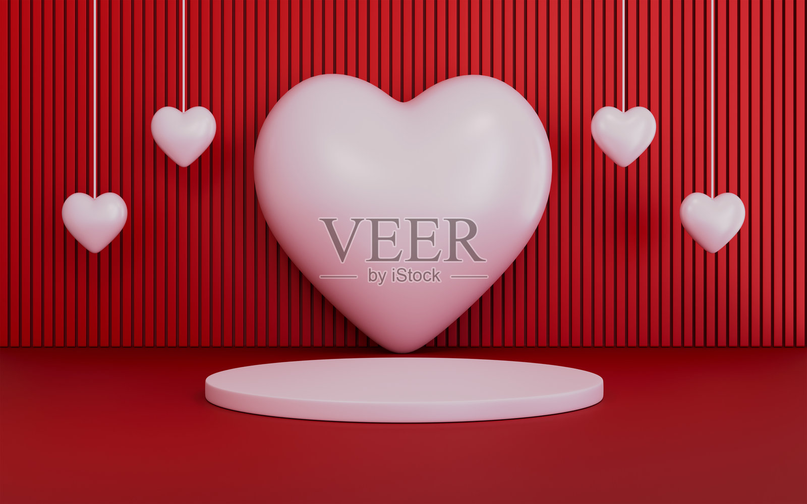 浪漫情人节粉色爱心领奖台和产品展示背景照片摄影图片
