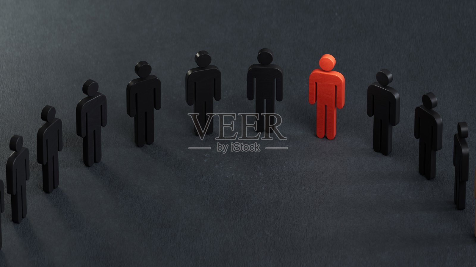 团队合作概念图，非常适合用于商业战略、领导力等主题。3D渲染，黑色背景。照片摄影图片