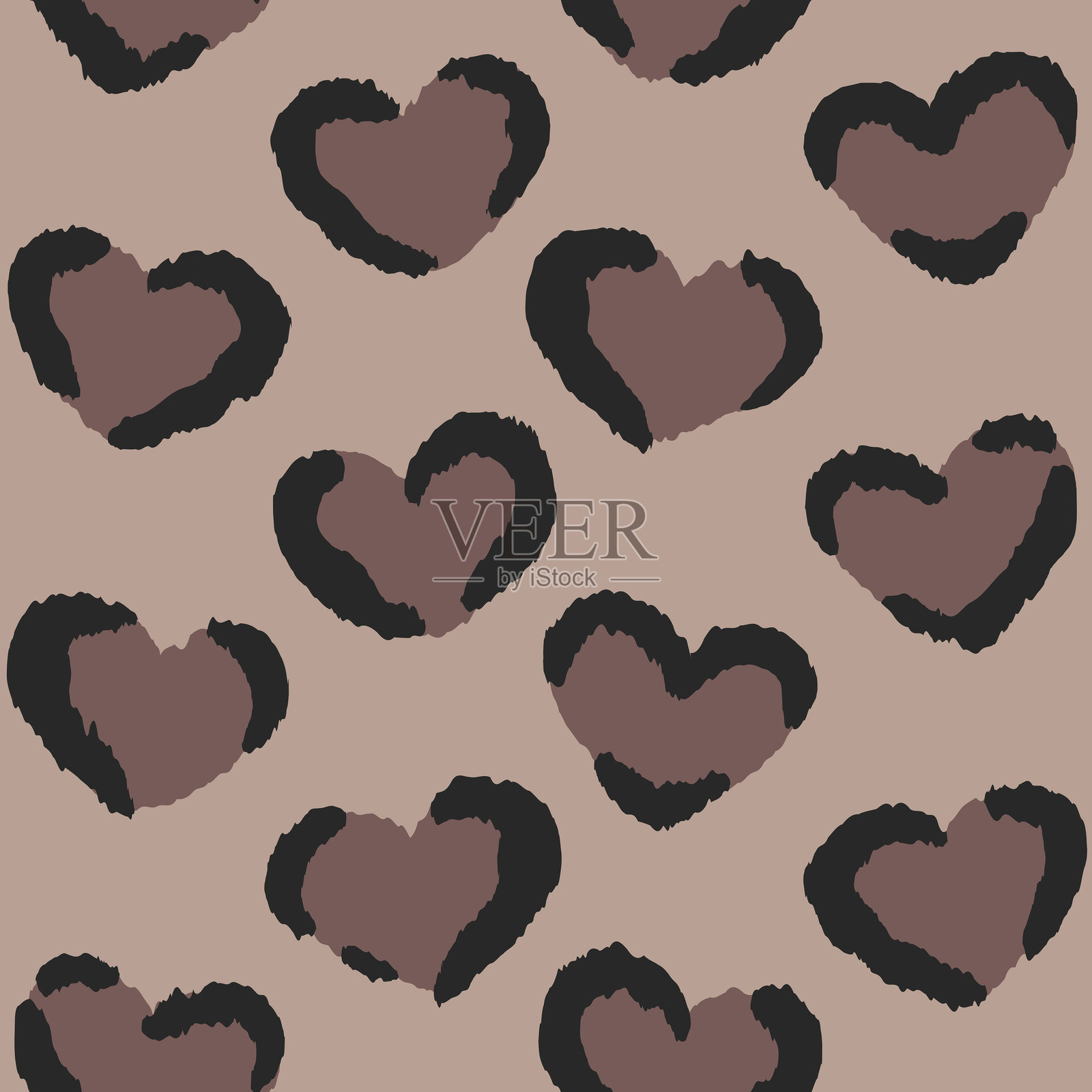 动物印花心形无缝图案插画图片素材