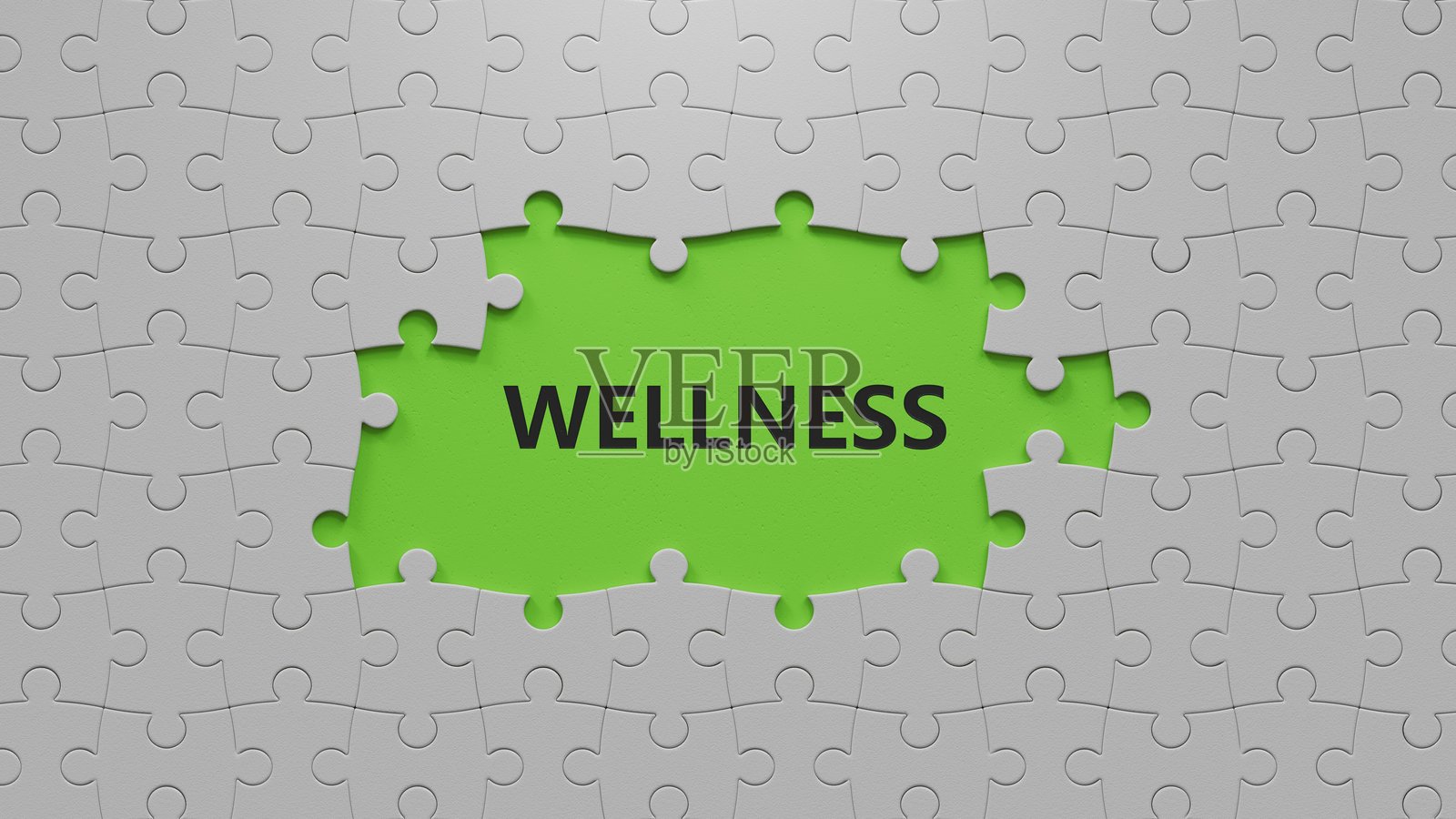健康理念文字拼图，缺少部分。三维渲染。照片摄影图片