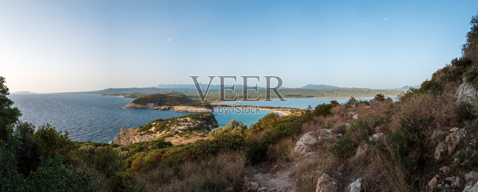 沃伊多基利亚海滩和泻湖的宽广视野照片摄影图片