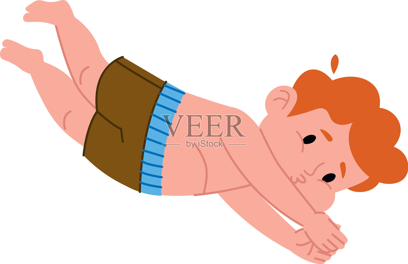 小孩子们在水下游泳和潜水插画图片素材