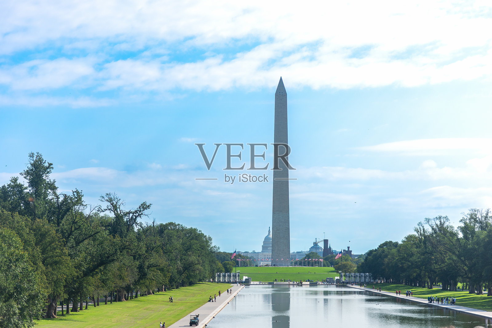 华盛顿国家广场上世界闻名的华盛顿纪念碑照片摄影图片
