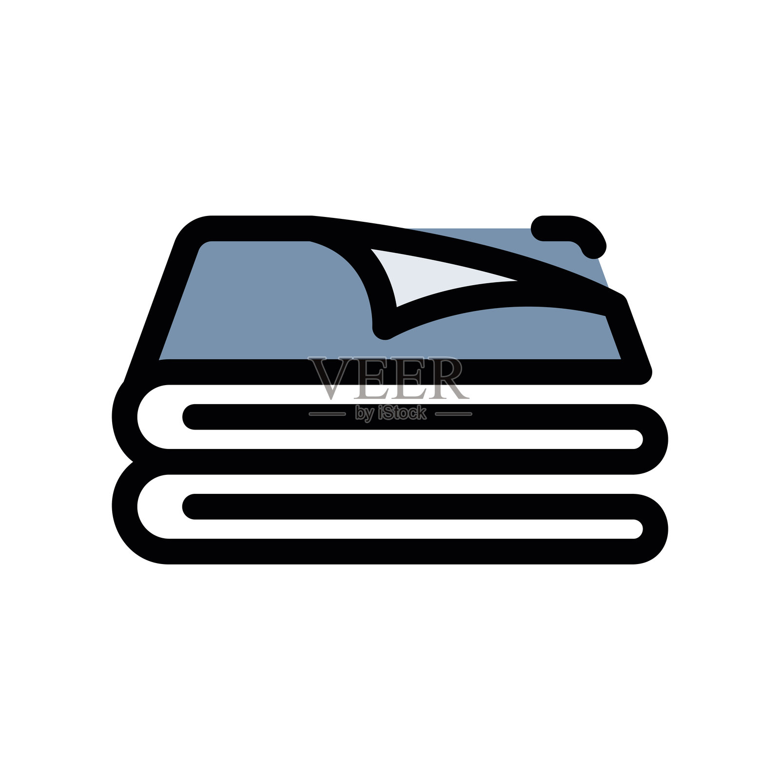 一张极简风格的平板设计图标，外观现代，描绘了折叠的毛巾插画图片素材