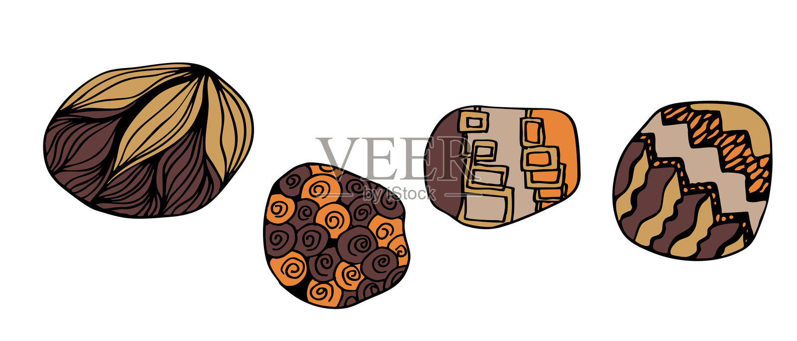 几何手绘民族符号，艺术图标。原住民部落圆形装饰。非洲、澳大利亚图案。点画。矢量图，适用于布料、卡片、织物的模板设计插画图片素材