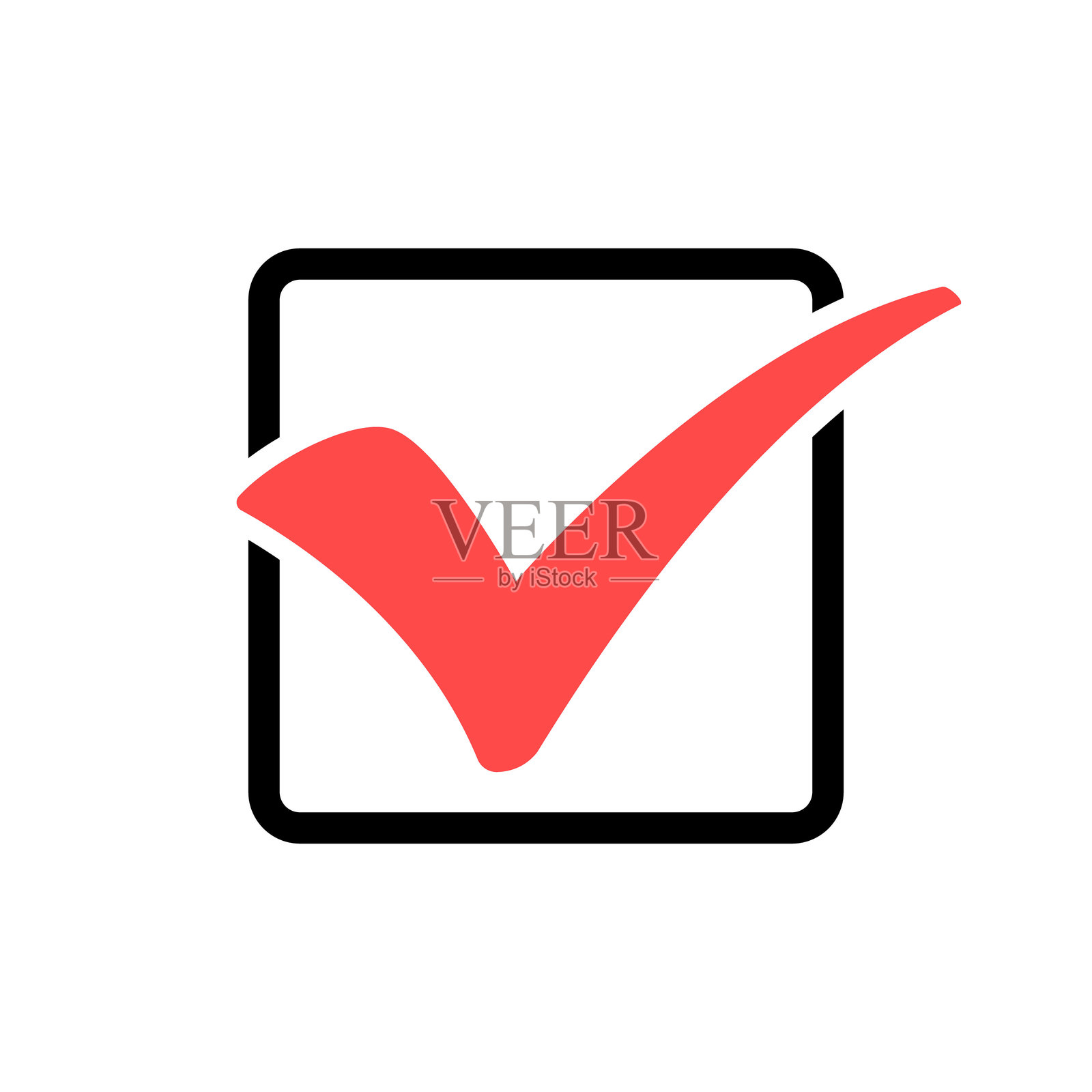 红色的勾选标记。矢量图。方框内的红色标记或铅笔勾选符号。方框内的红色勾选标记。插画图片素材