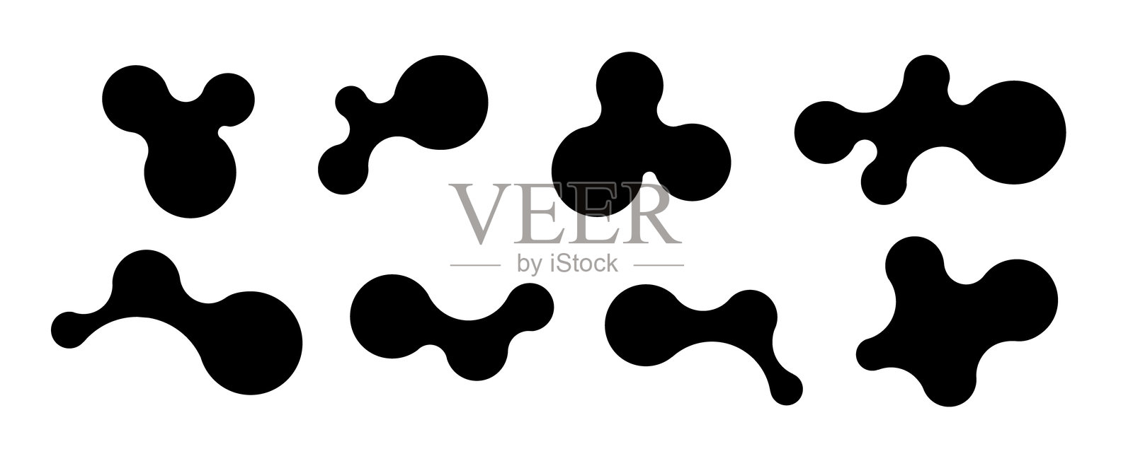 连接点和变形的团块的元球形状。几何流体有机元球形态。Logo矢量插画图片素材