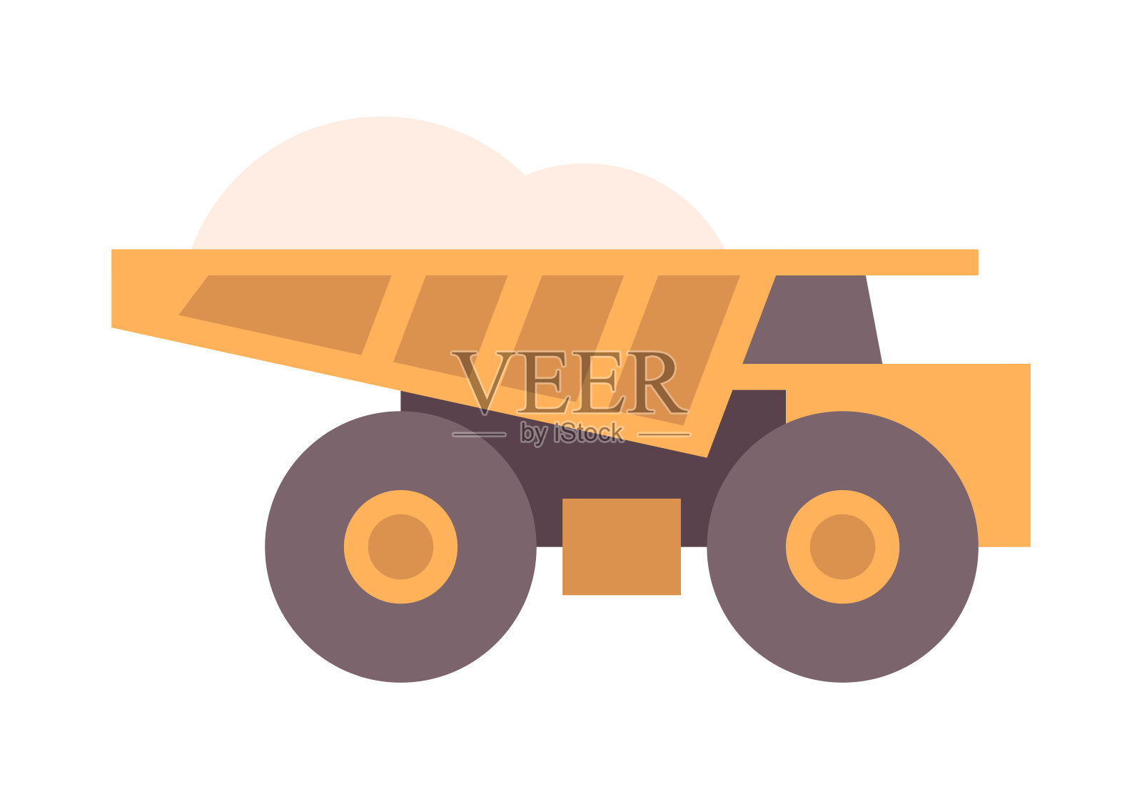 载有沙石满载的工程卡车，重工业、采矿设备、运输和工业物流插画图片素材