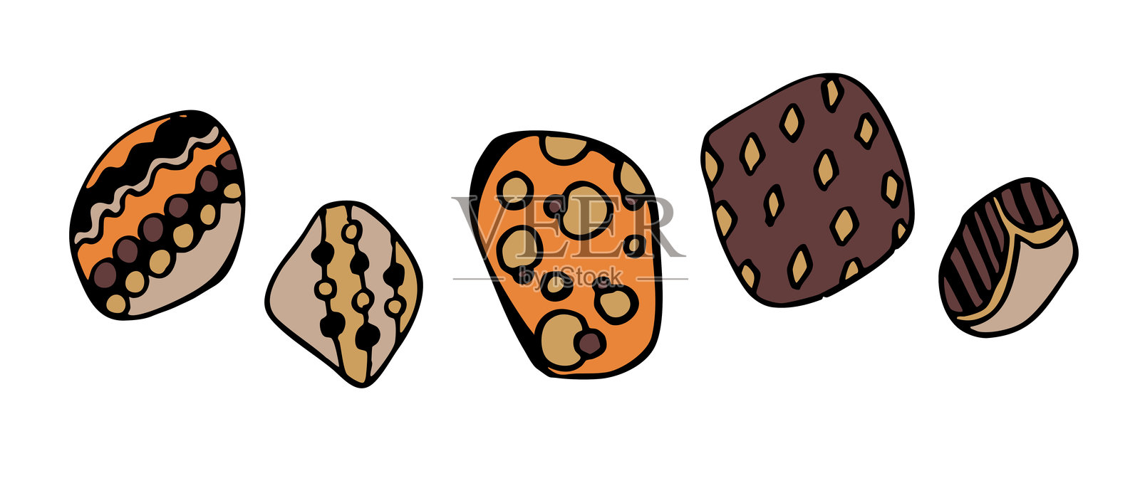 几何手绘民族符号，艺术图标。原住民部落圆形装饰。非洲、澳大利亚图案。点画。适用于服装、卡片、织物的矢量插图模板设计插画图片素材