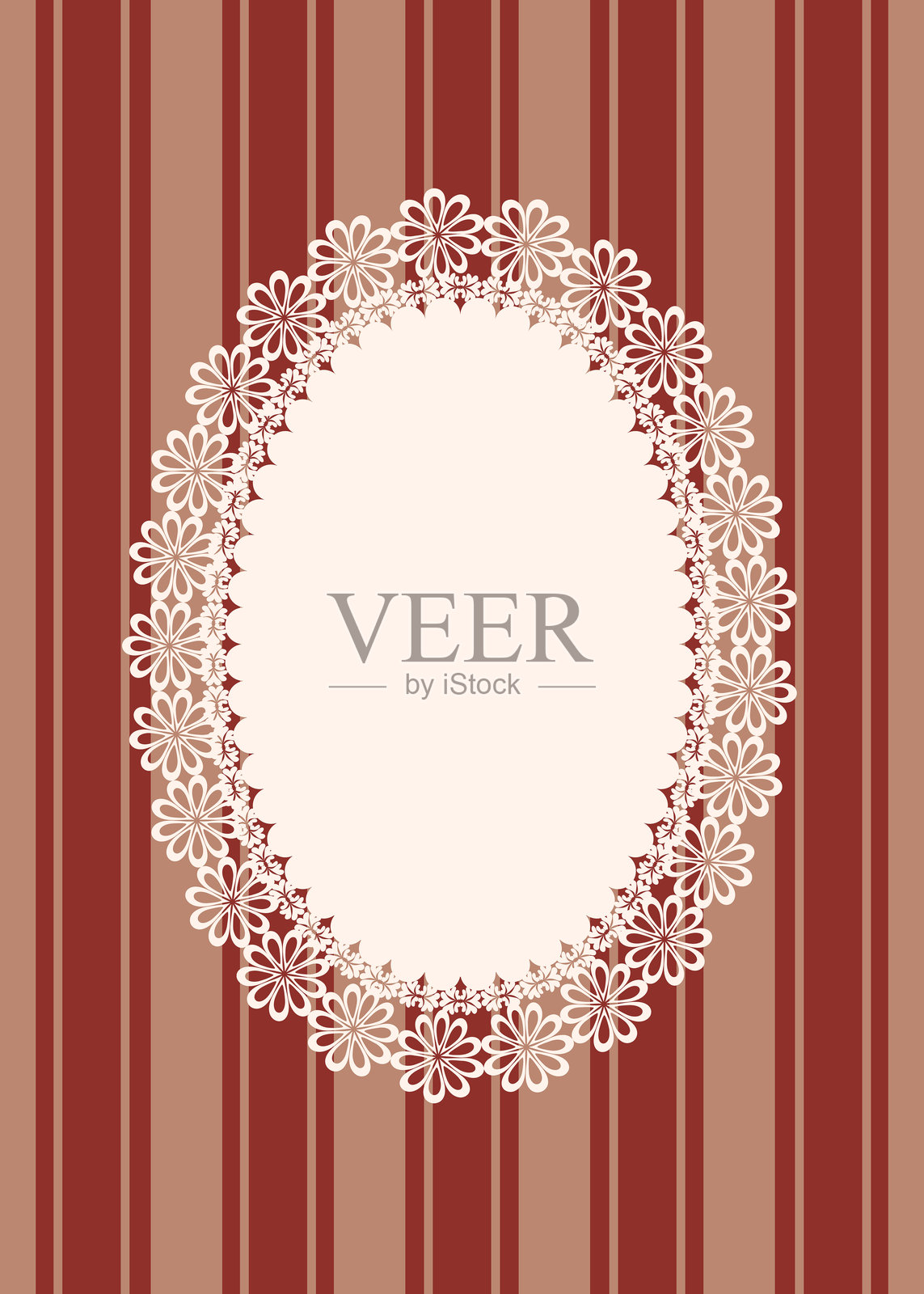 条纹背景上的花边花纹边框插画图片素材