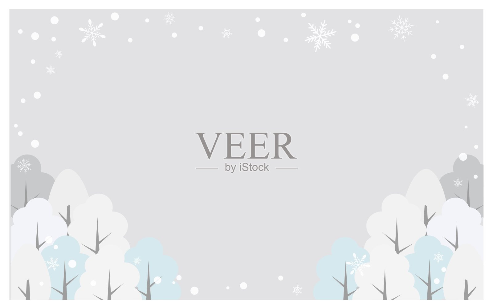 宁静的雪林插画图片素材