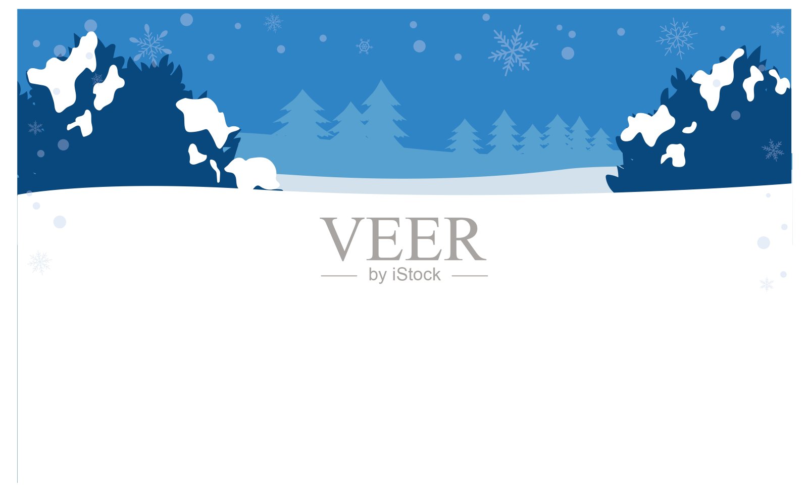 冬季森林雪景，白雪覆盖的树木背景插画图片素材