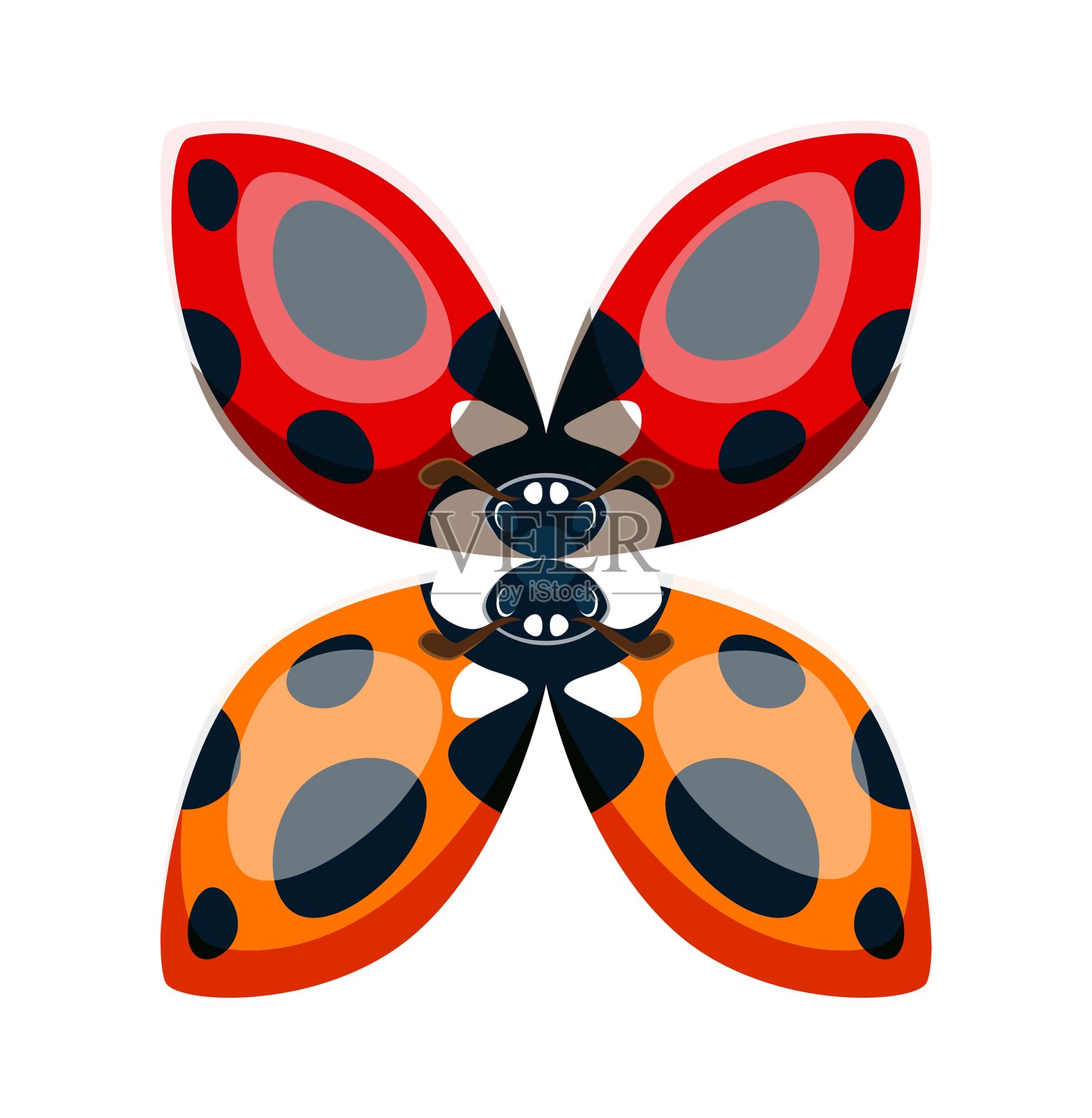 瓢虫昆虫字体排印卡通字母X插画图片素材