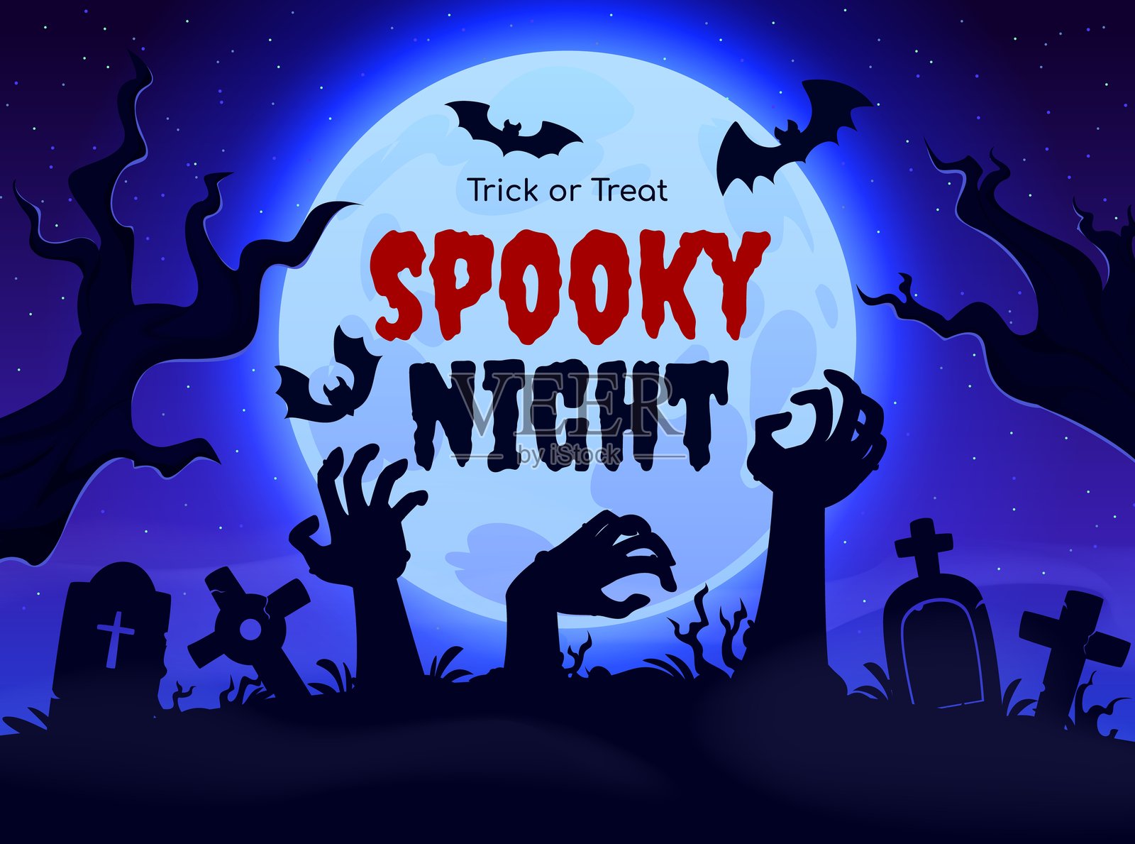 恐怖诡异的万圣节矢量横幅插画图片素材