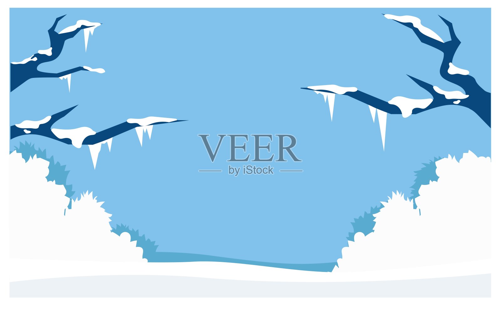 自然雪景林地场景背景插画插画图片素材