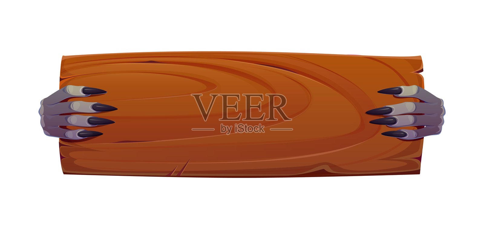 卡通万圣节横幅，狼人怪物之手插画图片素材