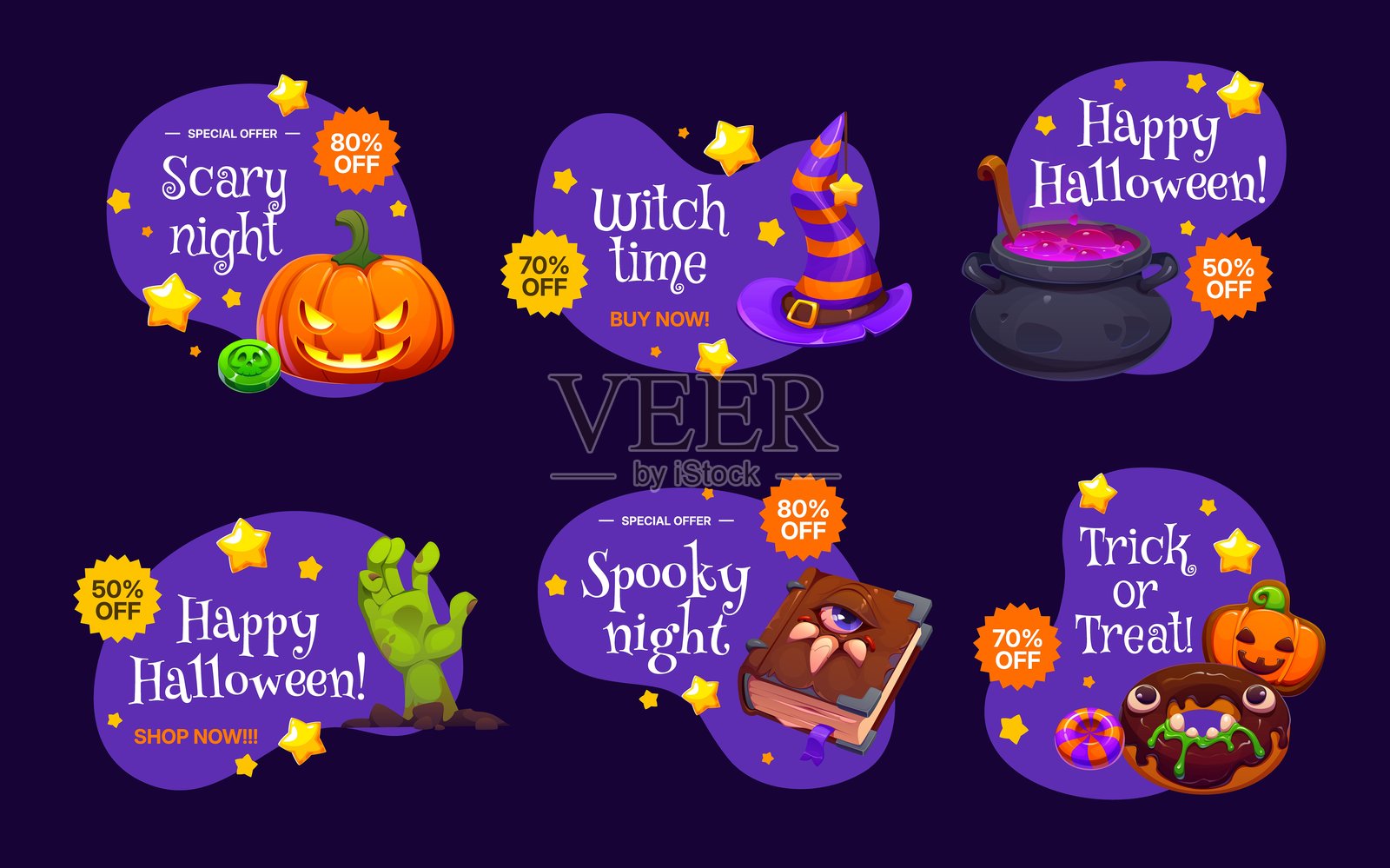 万圣节促销矢量横幅和标签插画图片素材